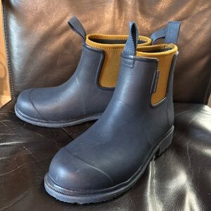 EUC MERRY PEOPLE Women’s Natural Rubber Rain Boots,Ankle,Two Tone,Oxford/Tan 38